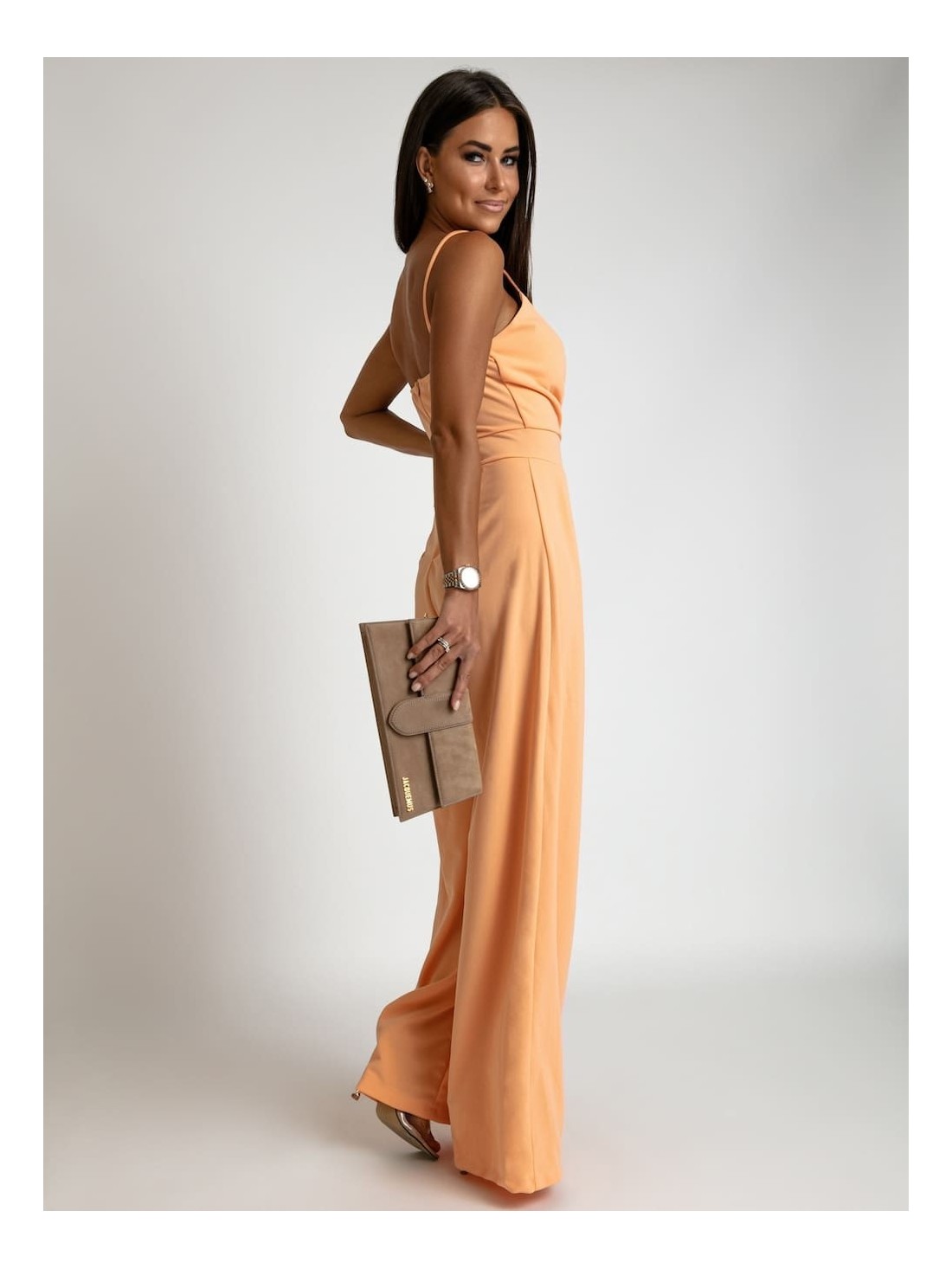 Peach strappy jumpsuit with wide legs AZR5673